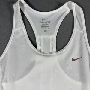 Nike Womens Tank Top Dri-FIT Racerback Small White‎ Polyester Mesh Activewear